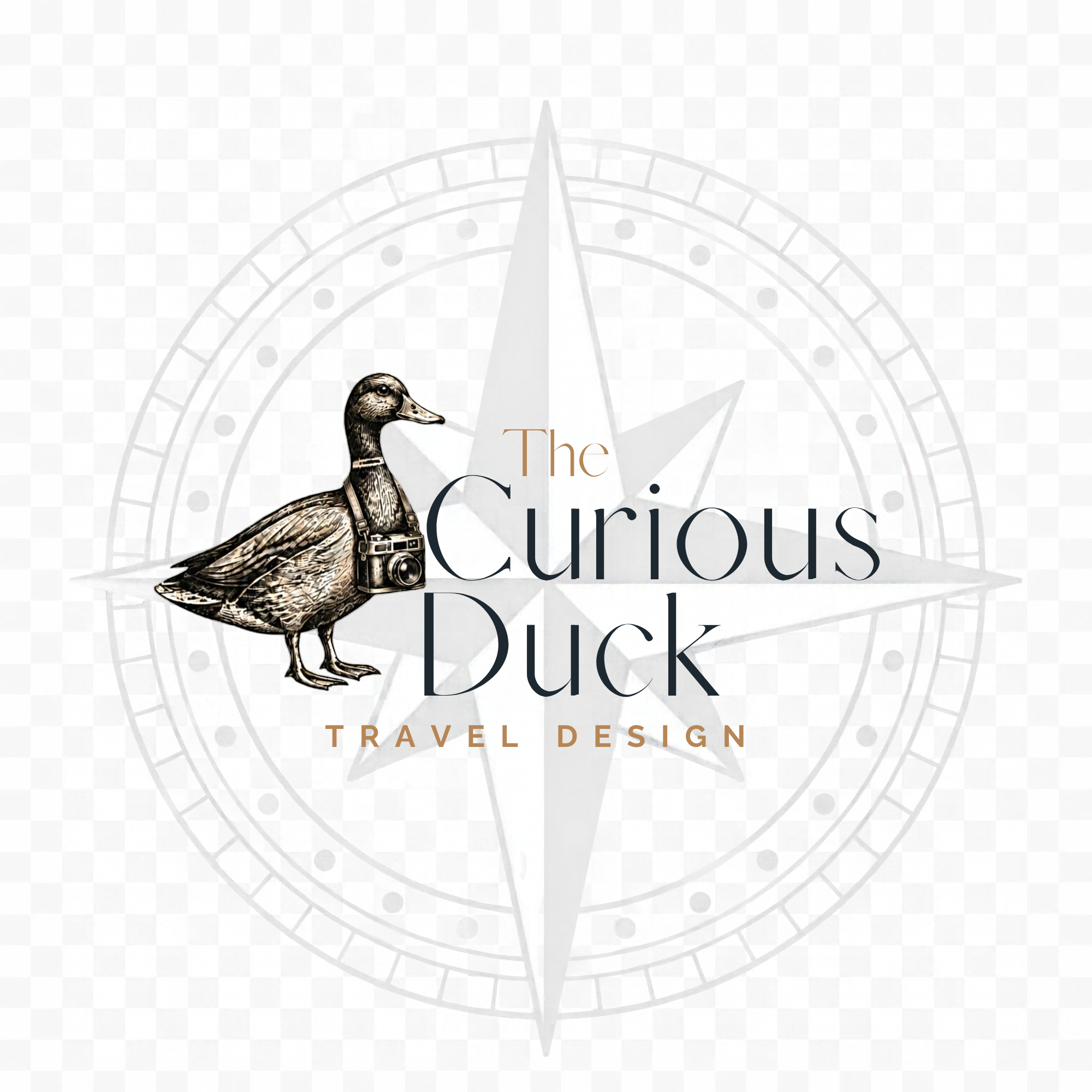 The curious duck travel design logo