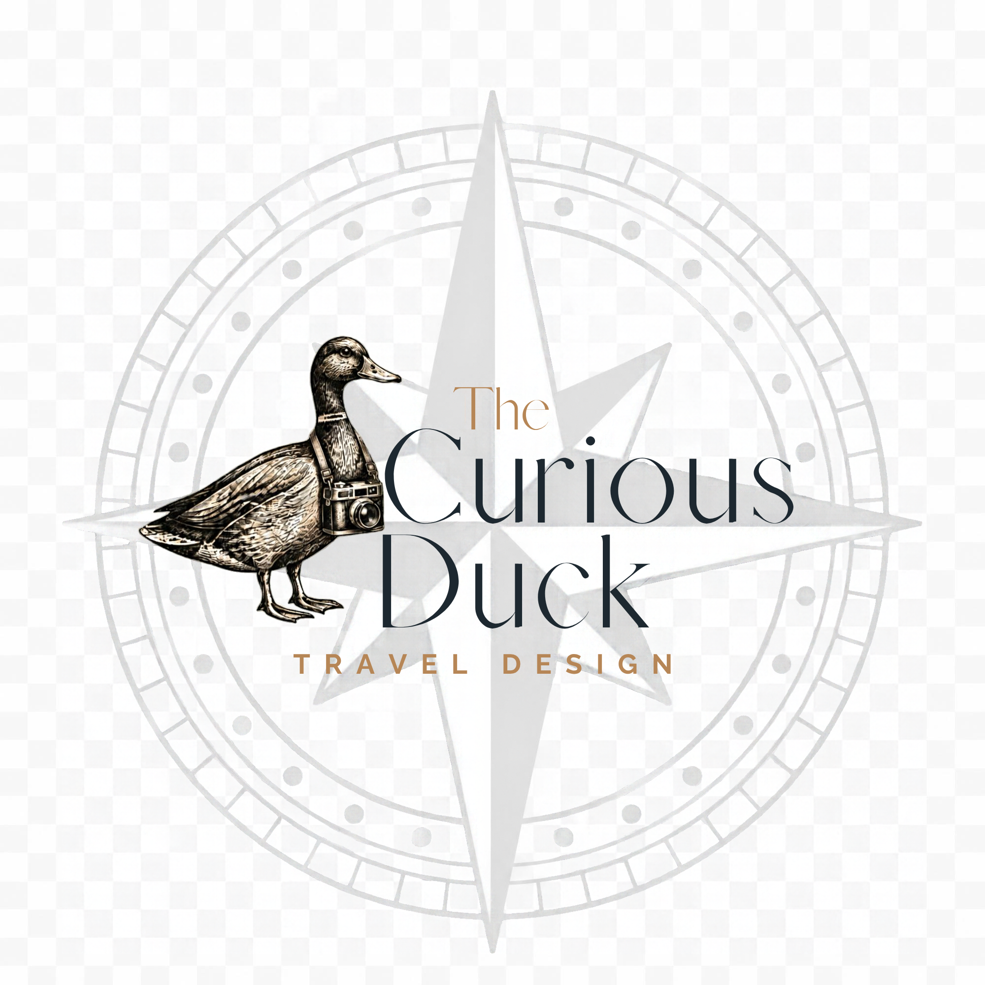 The Curious Duck Travel Design Logo